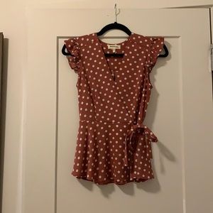 S Monteau Pink/White Polka Blouse